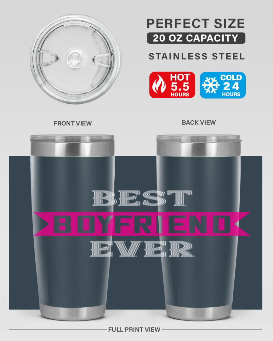 Best Boyfriend Ever 67# 20oz Tumbler in stainless steel with a stylish design, perfect for keeping drinks hot or cold.