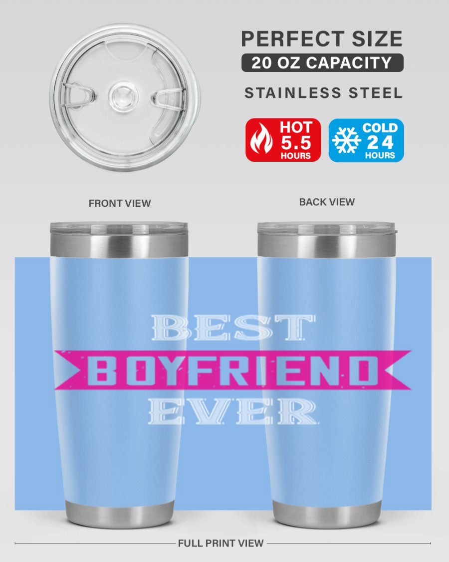 Best Boyfriend Ever 67# 20oz Tumbler in stainless steel with a stylish design, perfect for keeping drinks hot or cold.