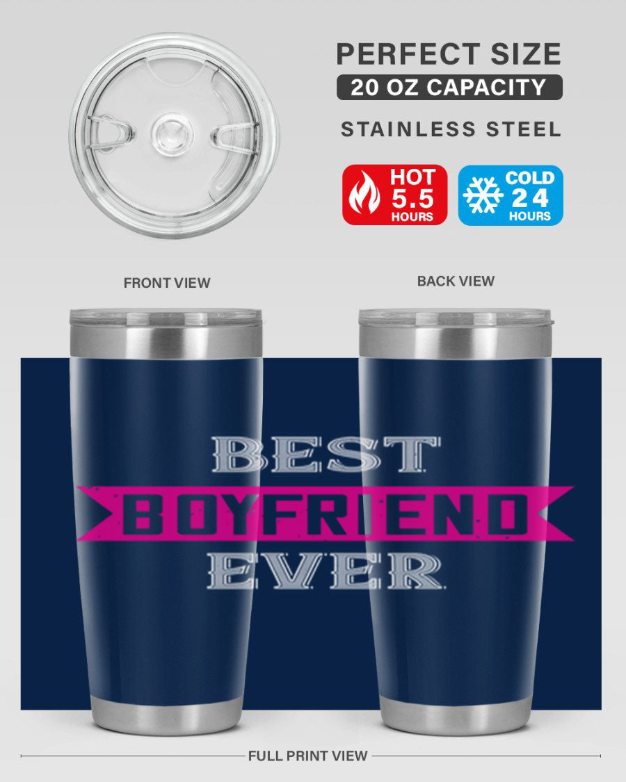 Best Boyfriend Ever 67# 20oz Tumbler in stainless steel with a stylish design, perfect for keeping drinks hot or cold.