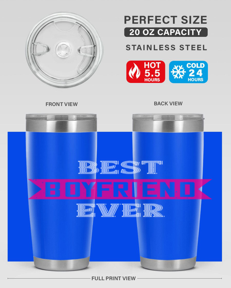 Best Boyfriend Ever 67# 20oz Tumbler in stainless steel with a stylish design, perfect for keeping drinks hot or cold.