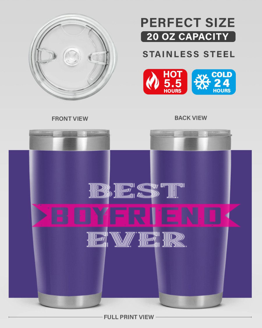 Best Boyfriend Ever 67# 20oz Tumbler in stainless steel with a stylish design, perfect for keeping drinks hot or cold.