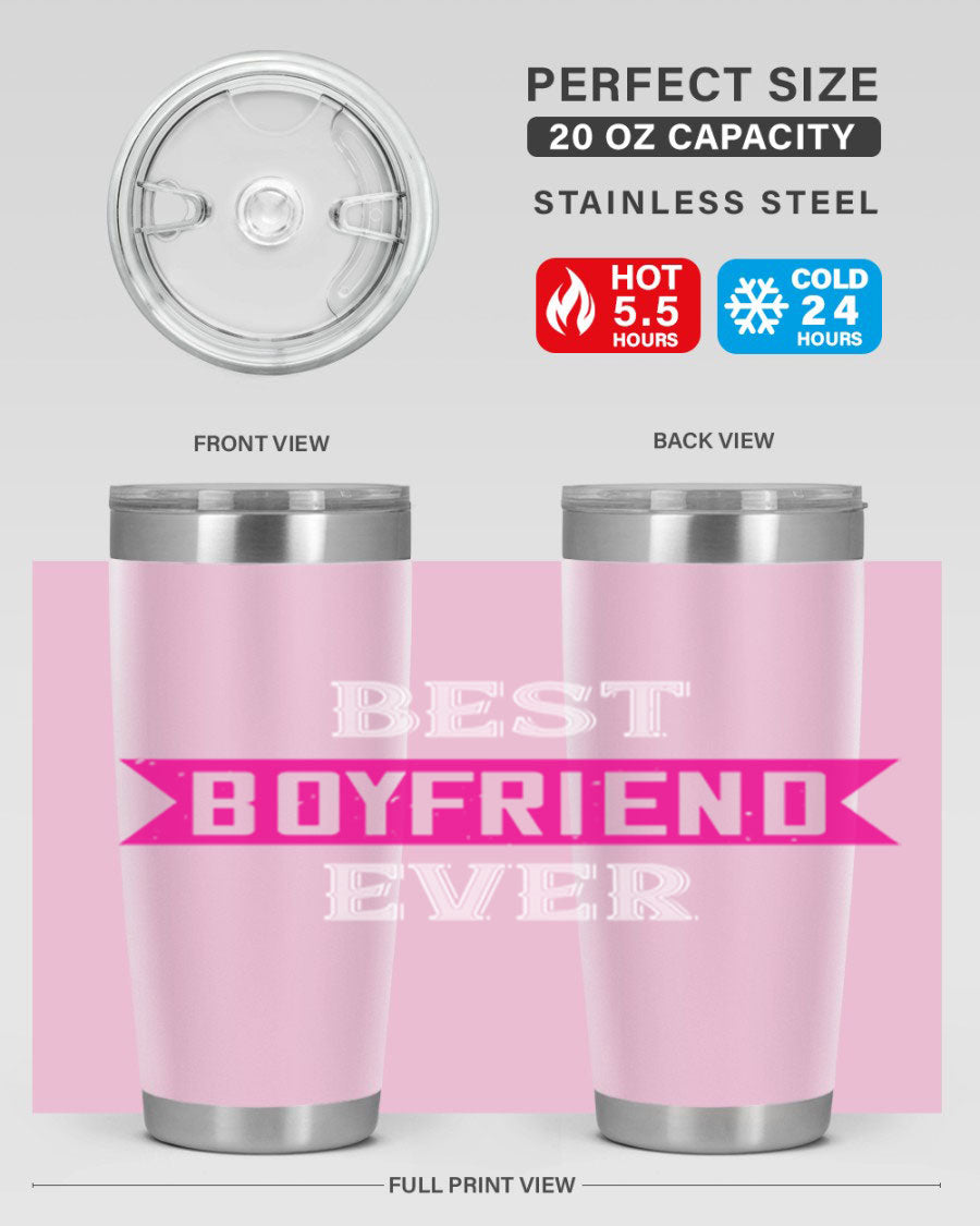 Best Boyfriend Ever 67# 20oz Tumbler in stainless steel with a stylish design, perfect for keeping drinks hot or cold.