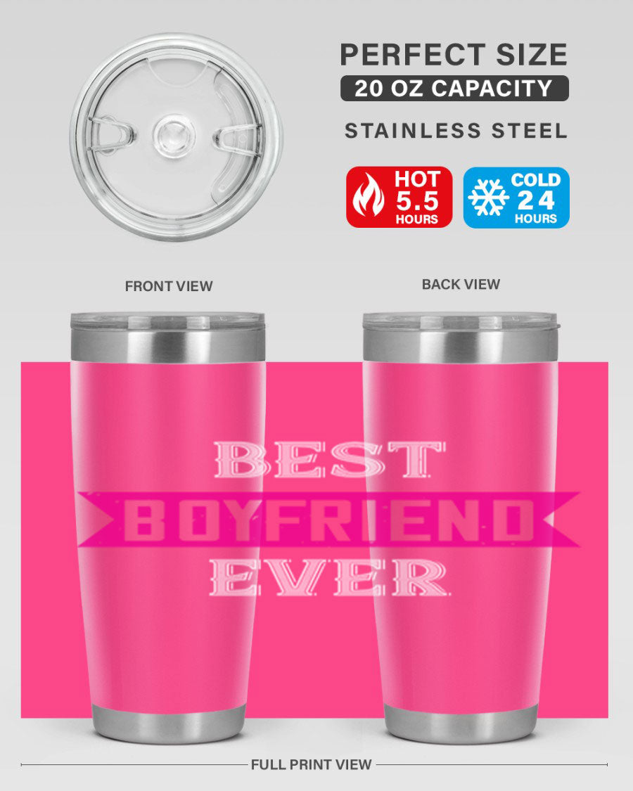 Best Boyfriend Ever 67# 20oz Tumbler in stainless steel with a stylish design, perfect for keeping drinks hot or cold.