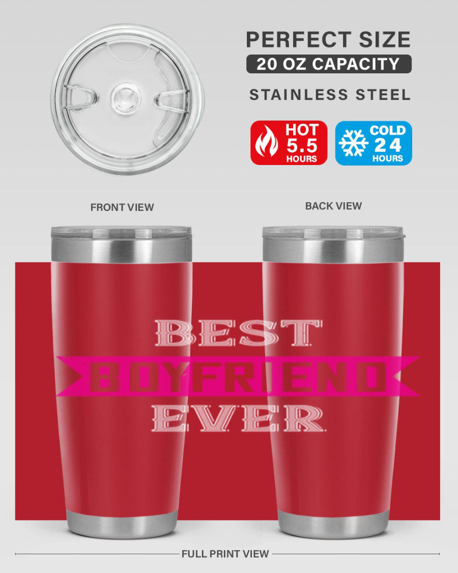 Best Boyfriend Ever 67# 20oz Tumbler in stainless steel with a stylish design, perfect for keeping drinks hot or cold.