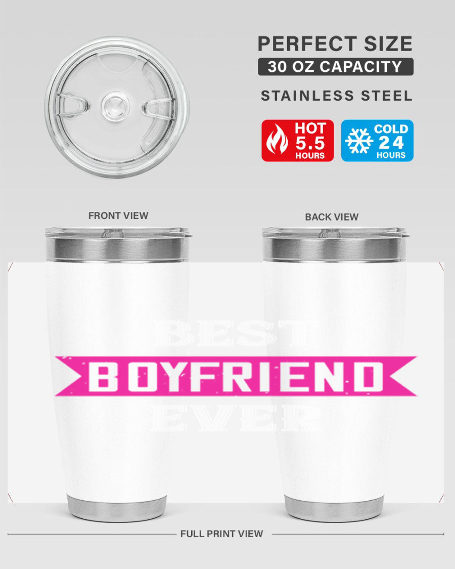 Best Boyfriend Ever 67# 20oz Tumbler in stainless steel with a stylish design, perfect for keeping drinks hot or cold.