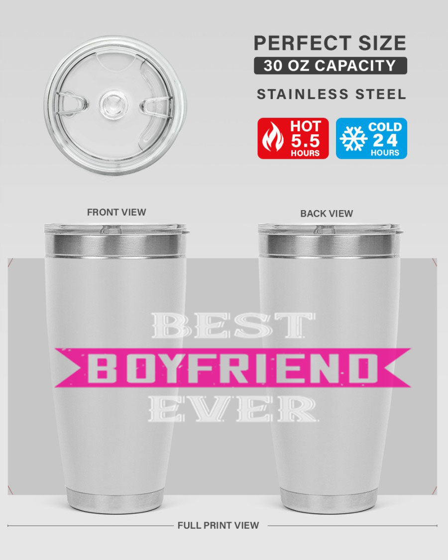 Best Boyfriend Ever 67# 20oz Tumbler in stainless steel with a stylish design, perfect for keeping drinks hot or cold.