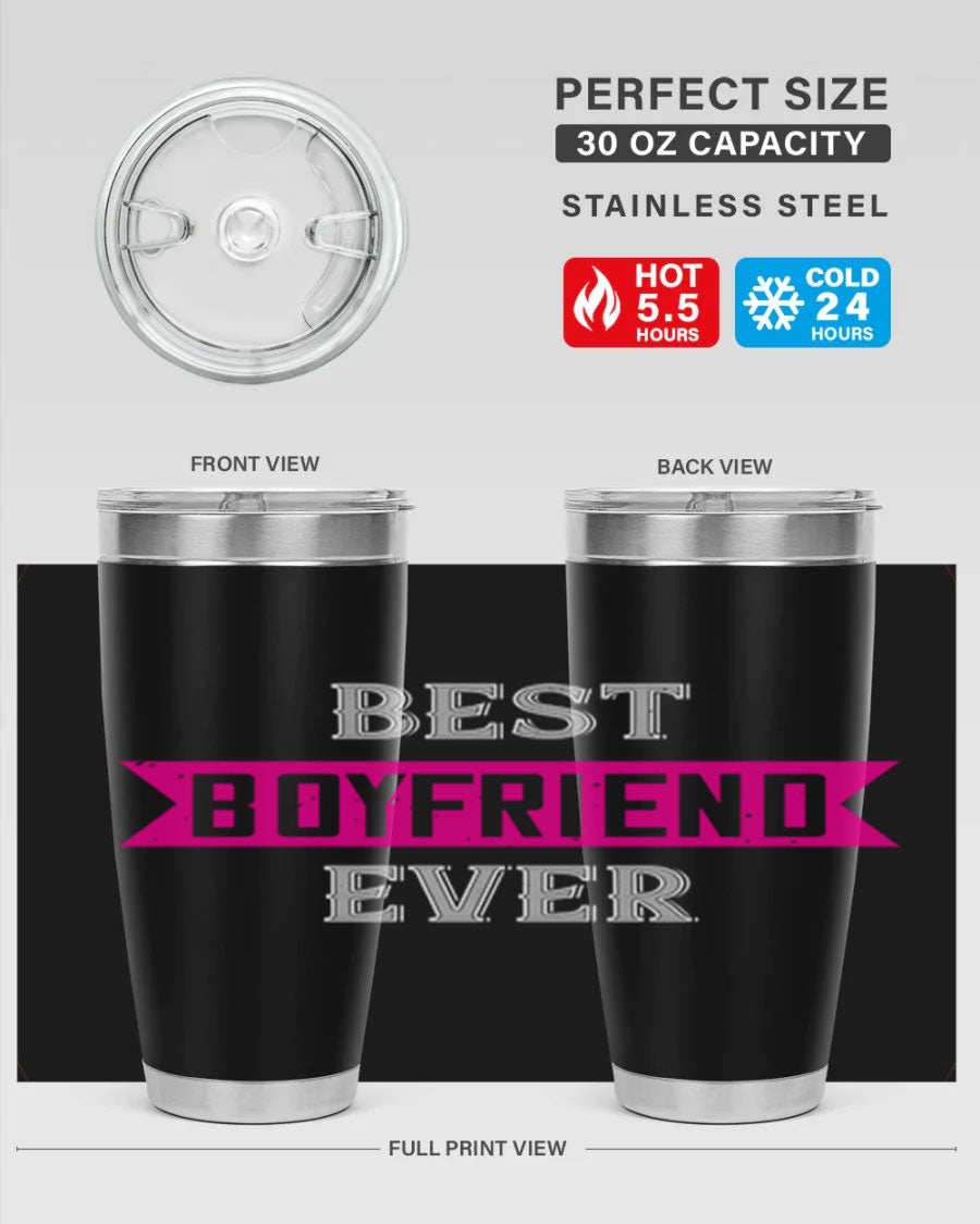 Best Boyfriend Ever 67# 20oz Tumbler in stainless steel with a stylish design, perfect for keeping drinks hot or cold.