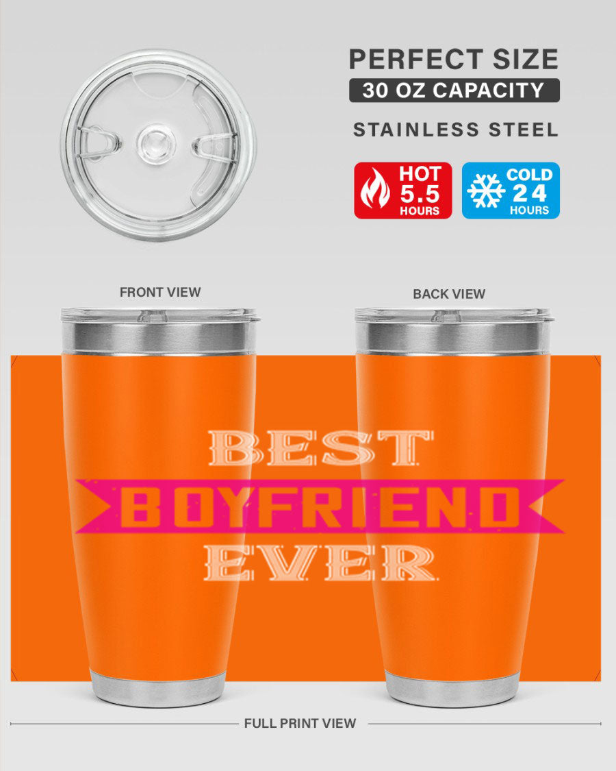 Best Boyfriend Ever 67# 20oz Tumbler in stainless steel with a stylish design, perfect for keeping drinks hot or cold.