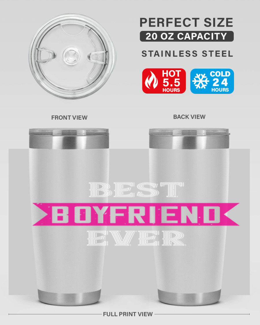 Best Boyfriend Ever 67# 20oz Tumbler in stainless steel with a stylish design, perfect for keeping drinks hot or cold.