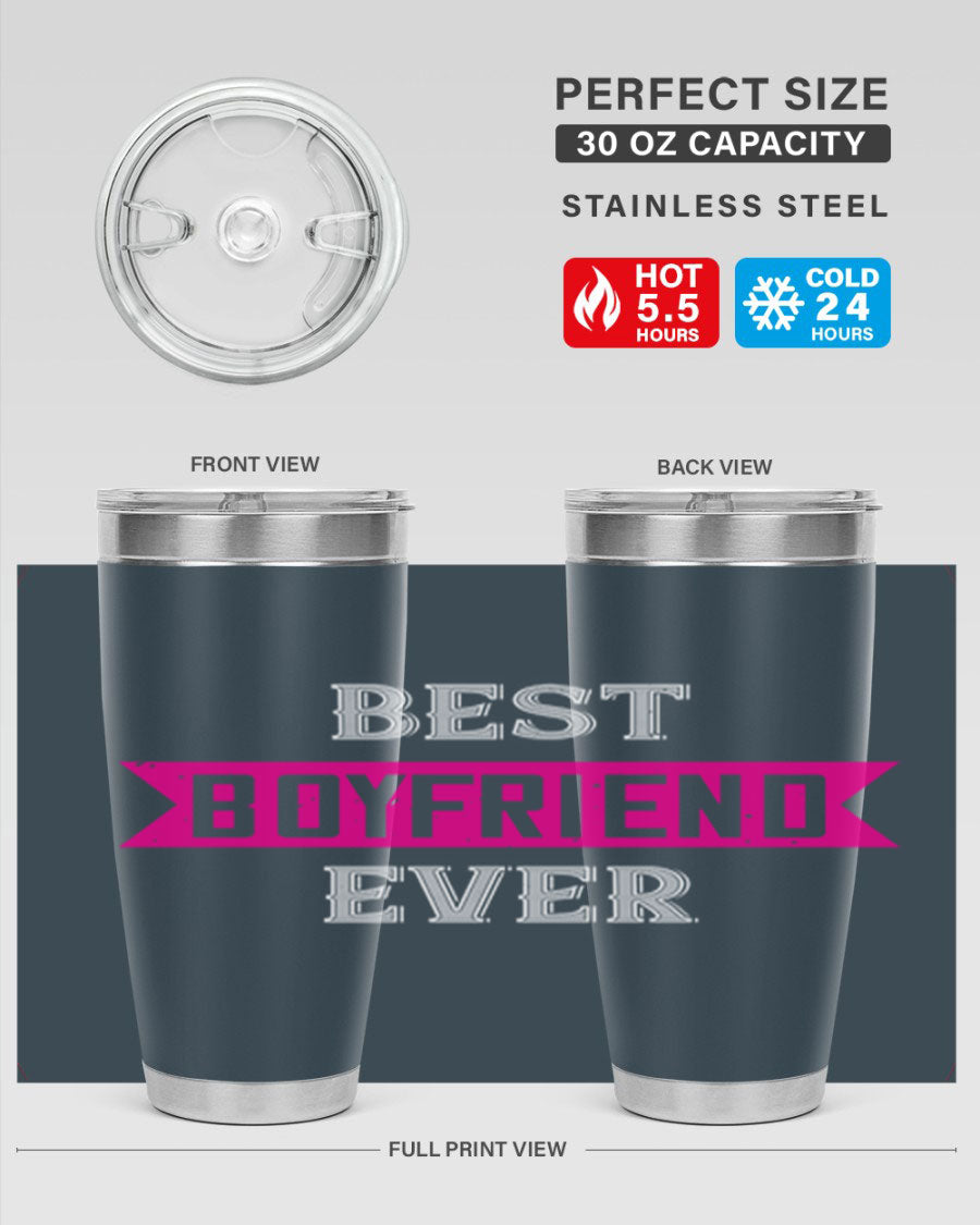 Best Boyfriend Ever 67# 20oz Tumbler in stainless steel with a stylish design, perfect for keeping drinks hot or cold.