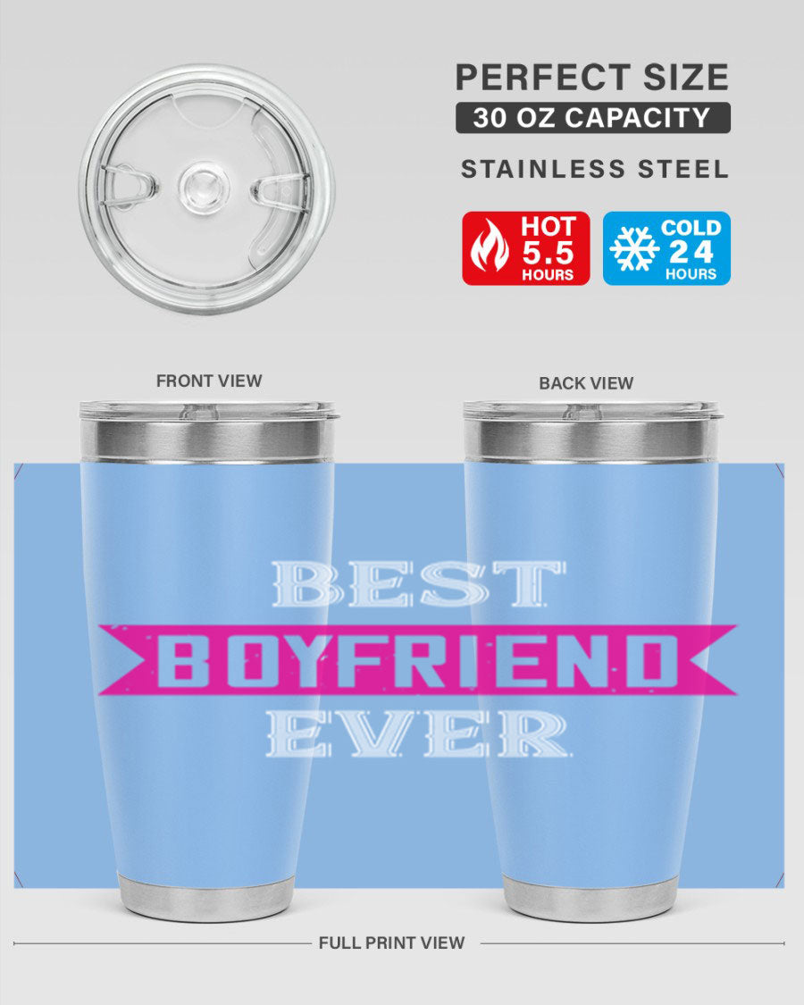 Best Boyfriend Ever 67# 20oz Tumbler in stainless steel with a stylish design, perfect for keeping drinks hot or cold.
