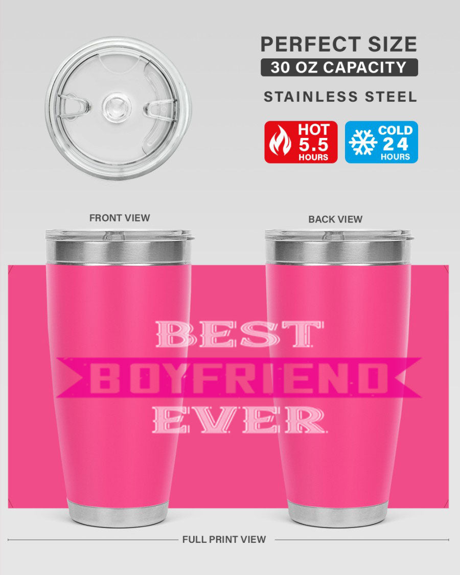 Best Boyfriend Ever 67# 20oz Tumbler in stainless steel with a stylish design, perfect for keeping drinks hot or cold.