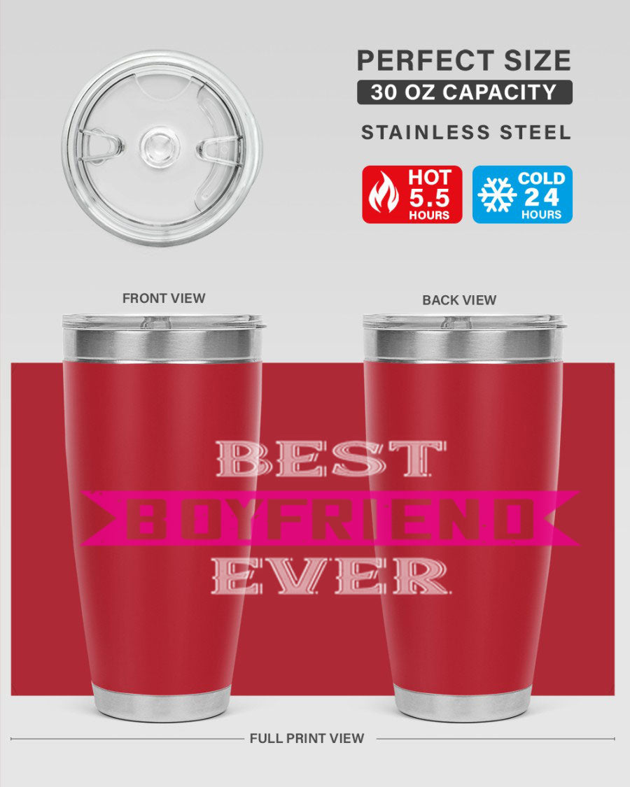 Best Boyfriend Ever 67# 20oz Tumbler in stainless steel with a stylish design, perfect for keeping drinks hot or cold.