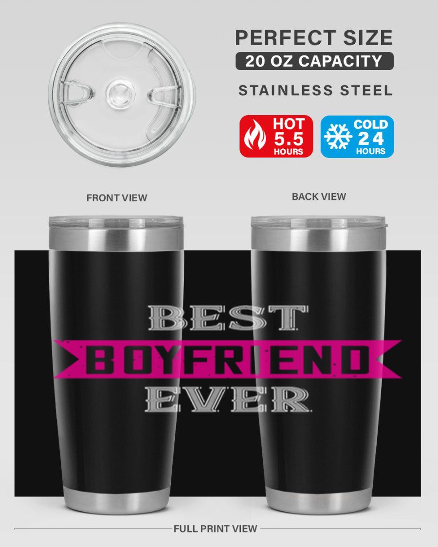 Best Boyfriend Ever 67# 20oz Tumbler in stainless steel with a stylish design, perfect for keeping drinks hot or cold.