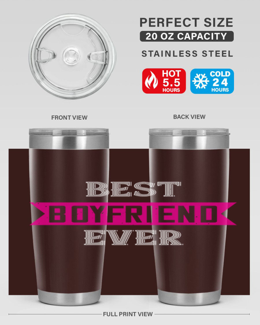 Best Boyfriend Ever 67# 20oz Tumbler in stainless steel with a stylish design, perfect for keeping drinks hot or cold.