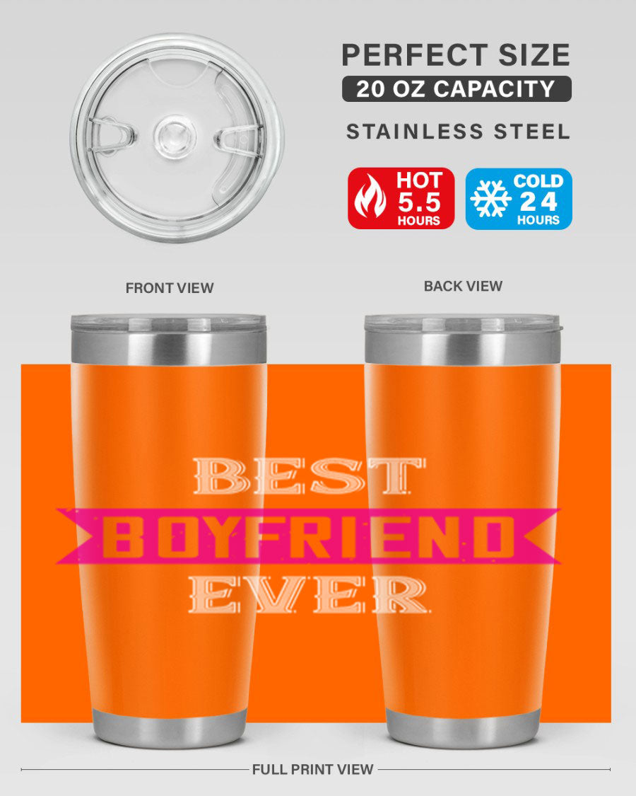 Best Boyfriend Ever 67# 20oz Tumbler in stainless steel with a stylish design, perfect for keeping drinks hot or cold.