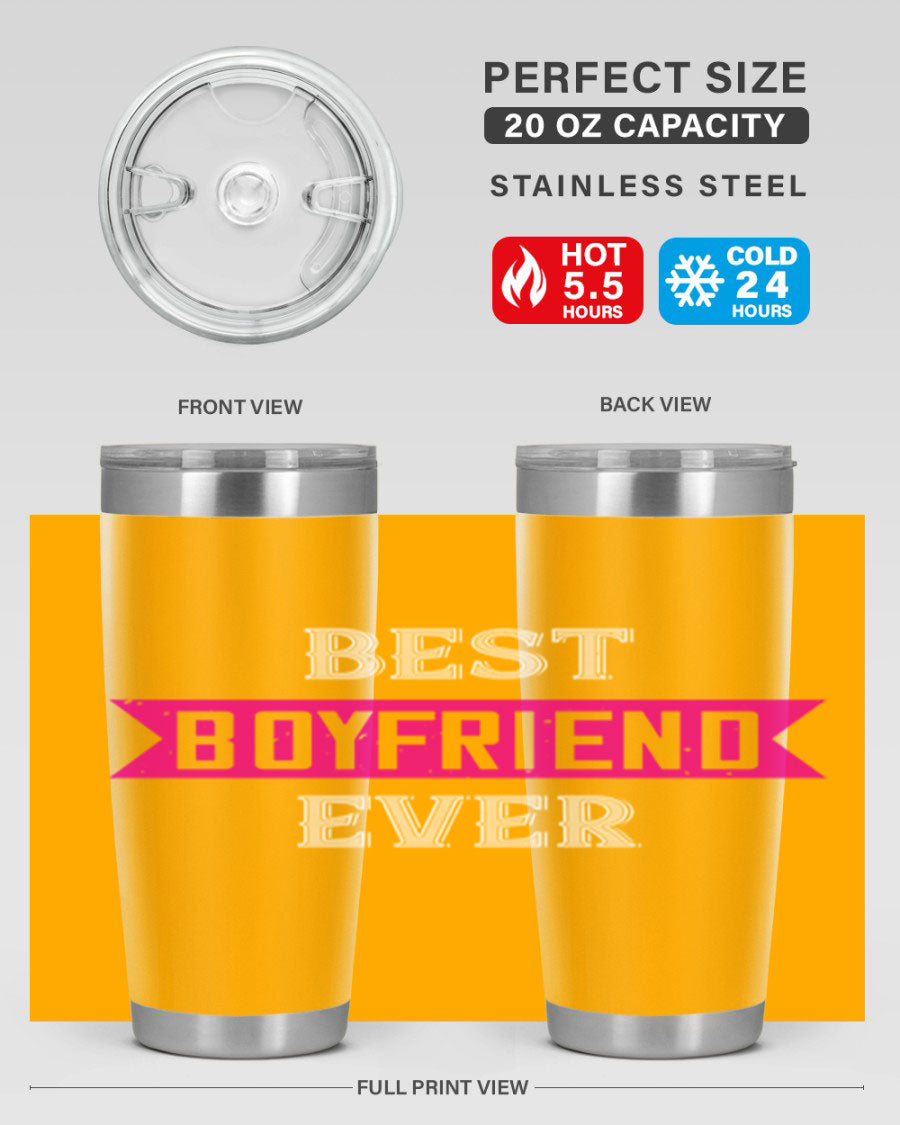 Best Boyfriend Ever 67# 20oz Tumbler in stainless steel with a stylish design, perfect for keeping drinks hot or cold.