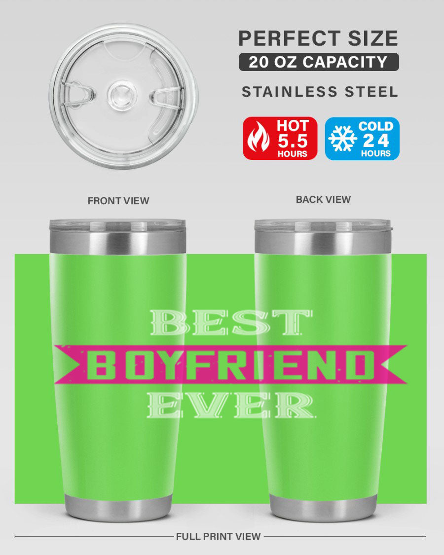 Best Boyfriend Ever 67# 20oz Tumbler in stainless steel with a stylish design, perfect for keeping drinks hot or cold.