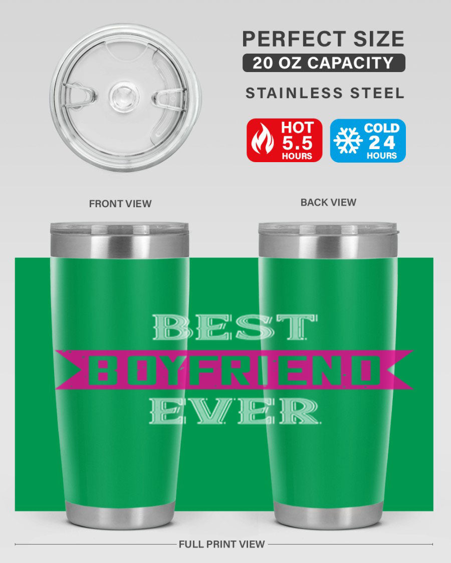Best Boyfriend Ever 67# 20oz Tumbler in stainless steel with a stylish design, perfect for keeping drinks hot or cold.