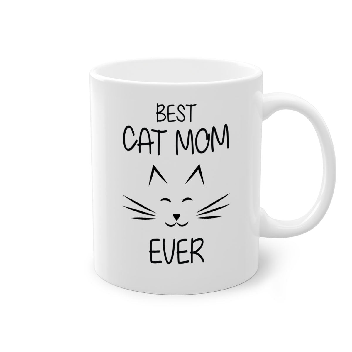 Best Cat Mom Ever mug with colorful handle and interior, showcasing a glossy finish.