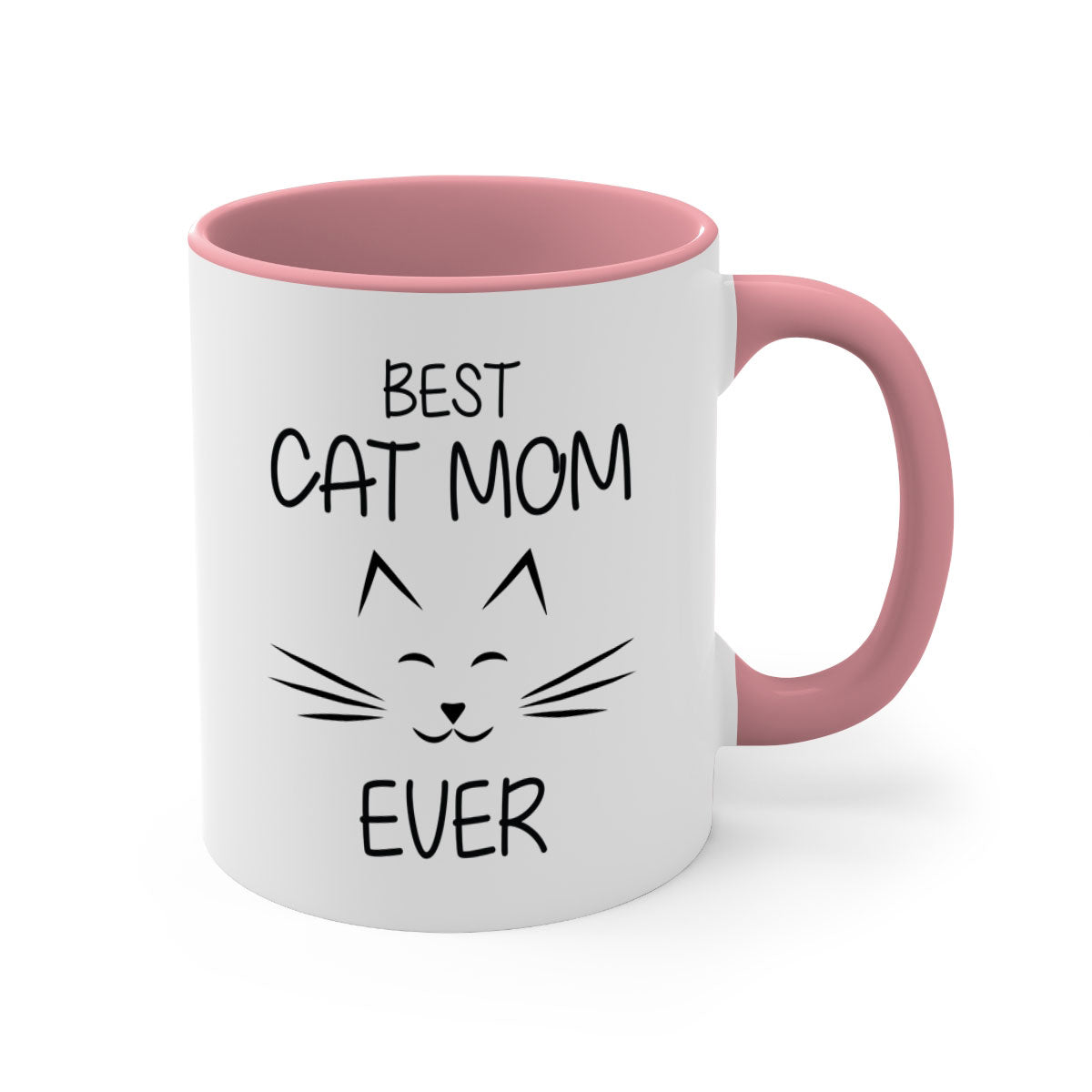 Best Cat Mom Ever mug with colorful handle and interior, showcasing a glossy finish.