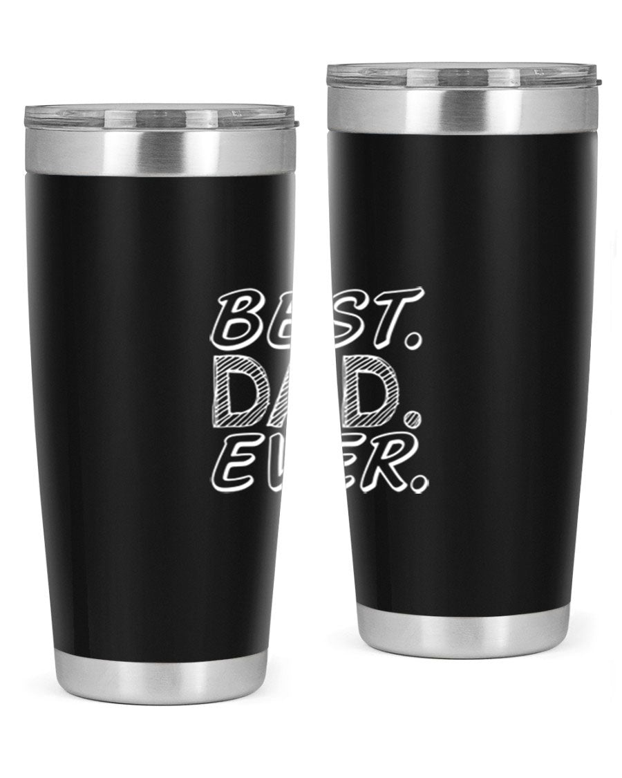 Best Dad Ever 47# Tumbler in stainless steel with a vibrant print, showcasing its double wall vacuum design.