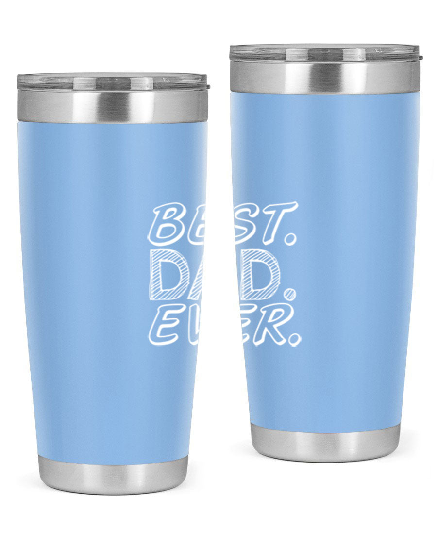 Best Dad Ever 47# Tumbler in stainless steel with a vibrant print, showcasing its double wall vacuum design.