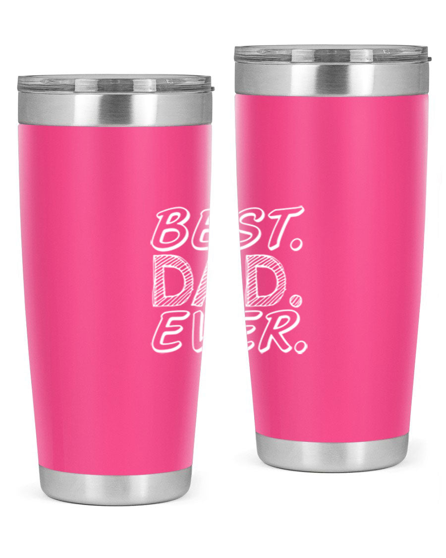 Best Dad Ever 47# Tumbler in stainless steel with a vibrant print, showcasing its double wall vacuum design.