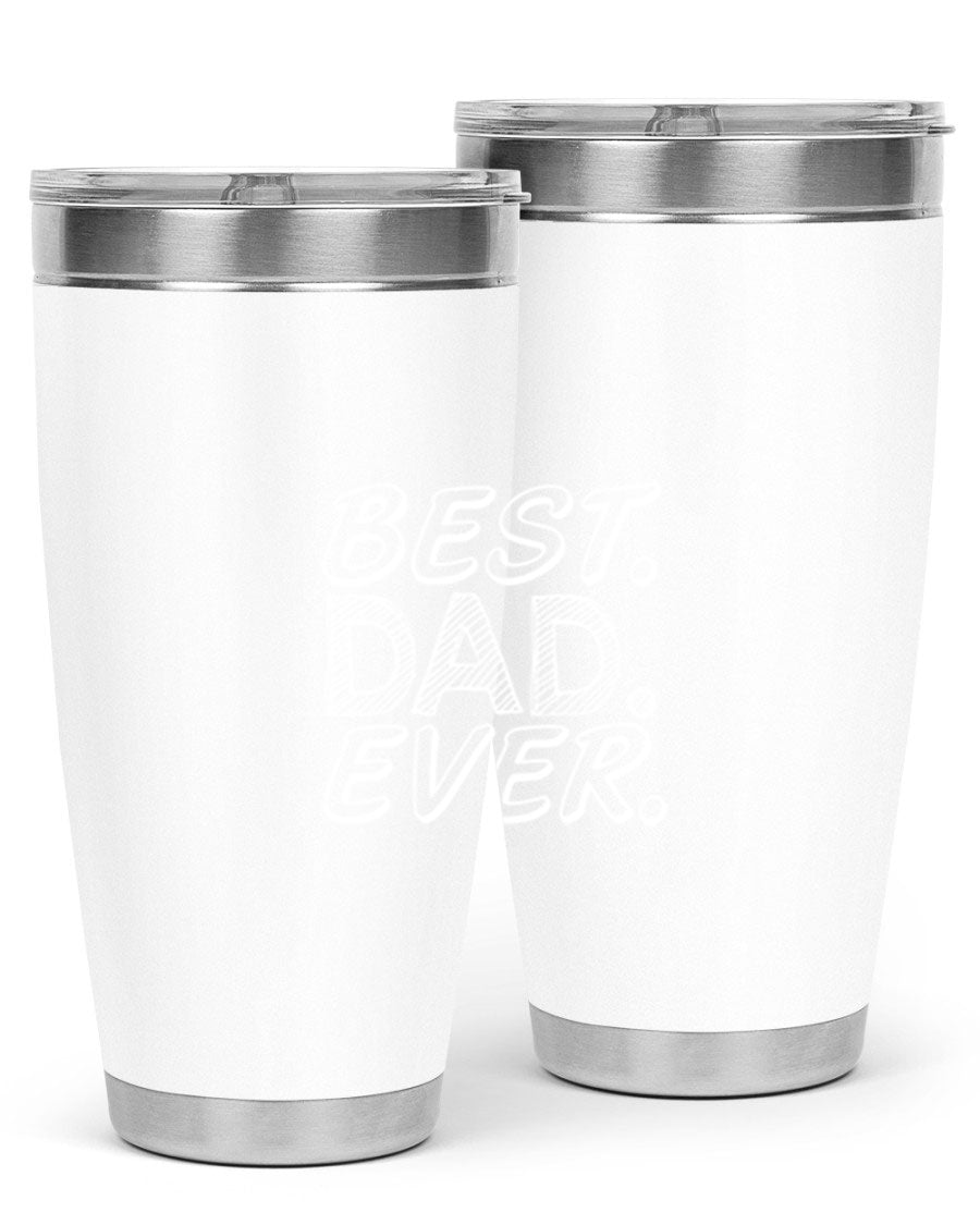 Best Dad Ever 47# Tumbler in stainless steel with a vibrant print, showcasing its double wall vacuum design.