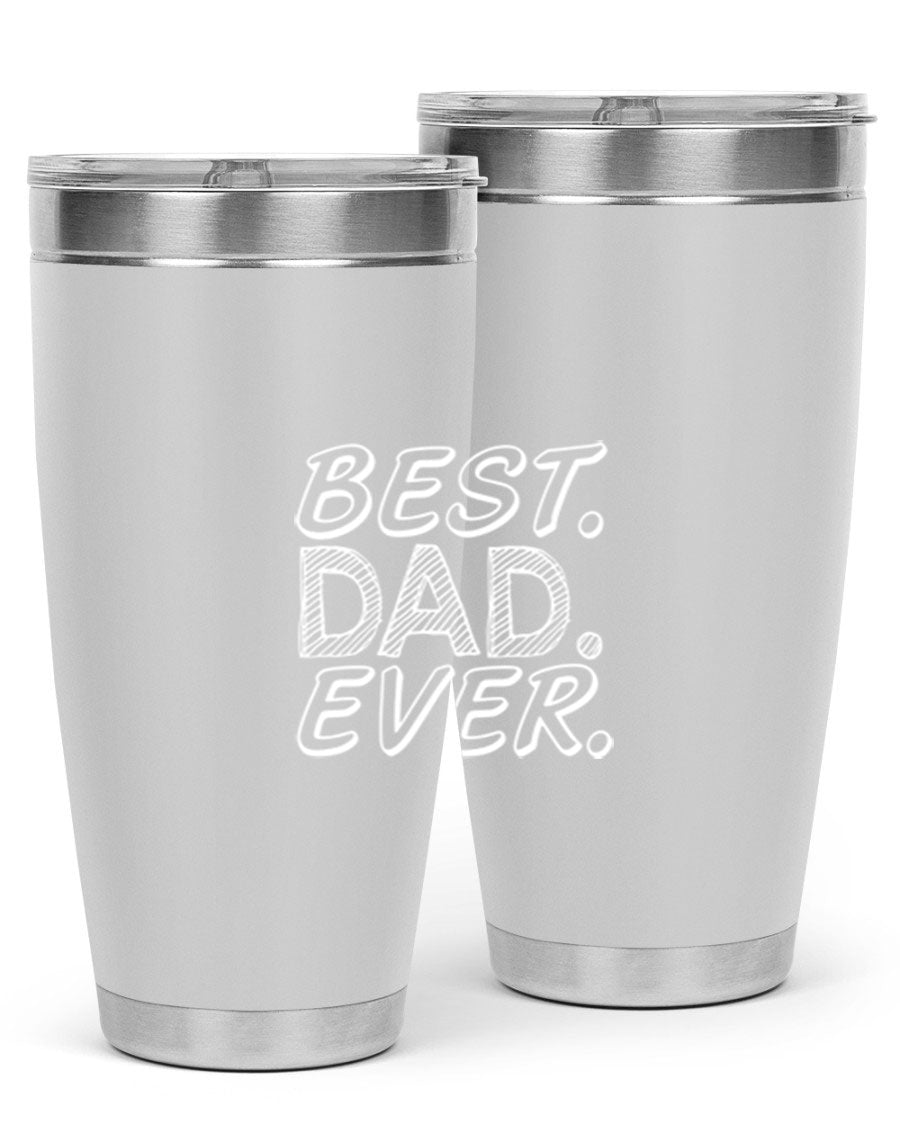 Best Dad Ever 47# Tumbler in stainless steel with a vibrant print, showcasing its double wall vacuum design.