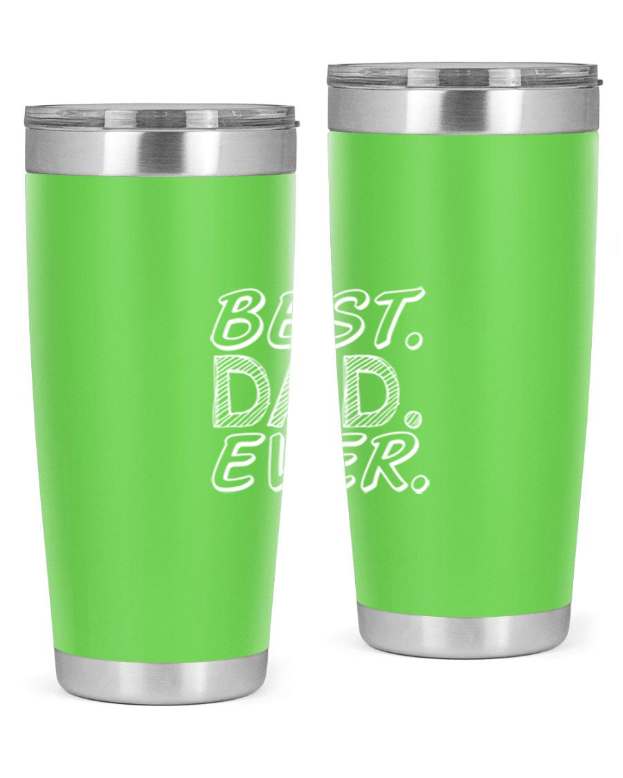 Best Dad Ever 47# Tumbler in stainless steel with a vibrant print, showcasing its double wall vacuum design.
