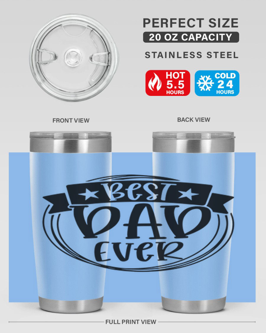 Best Dad Ever 72# Tumbler in stainless steel with a drink-thru lid, perfect for Father's Day gifts.