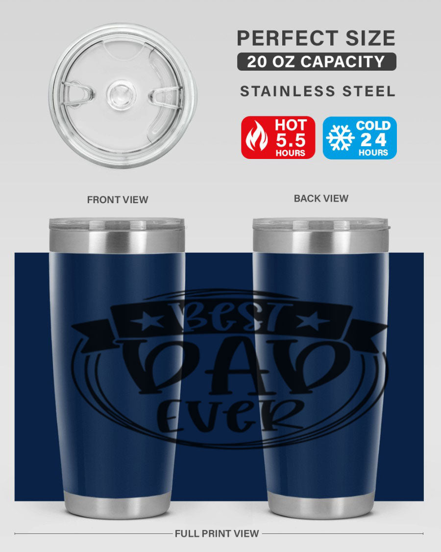 Best Dad Ever 72# Tumbler in stainless steel with a drink-thru lid, perfect for Father's Day gifts.