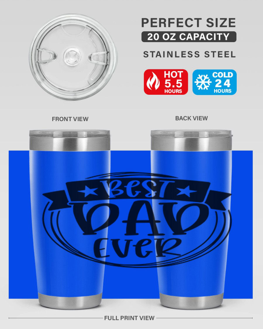 Best Dad Ever 72# Tumbler in stainless steel with a drink-thru lid, perfect for Father's Day gifts.