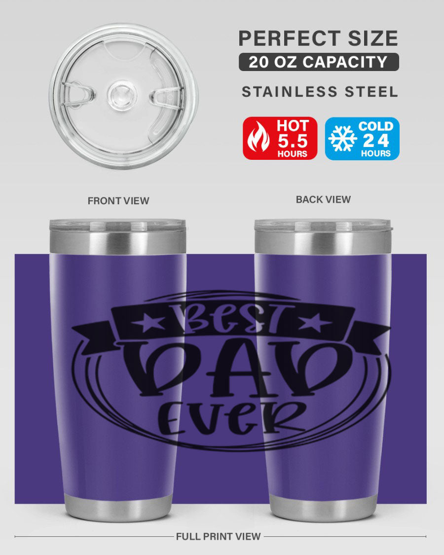 Best Dad Ever 72# Tumbler in stainless steel with a drink-thru lid, perfect for Father's Day gifts.