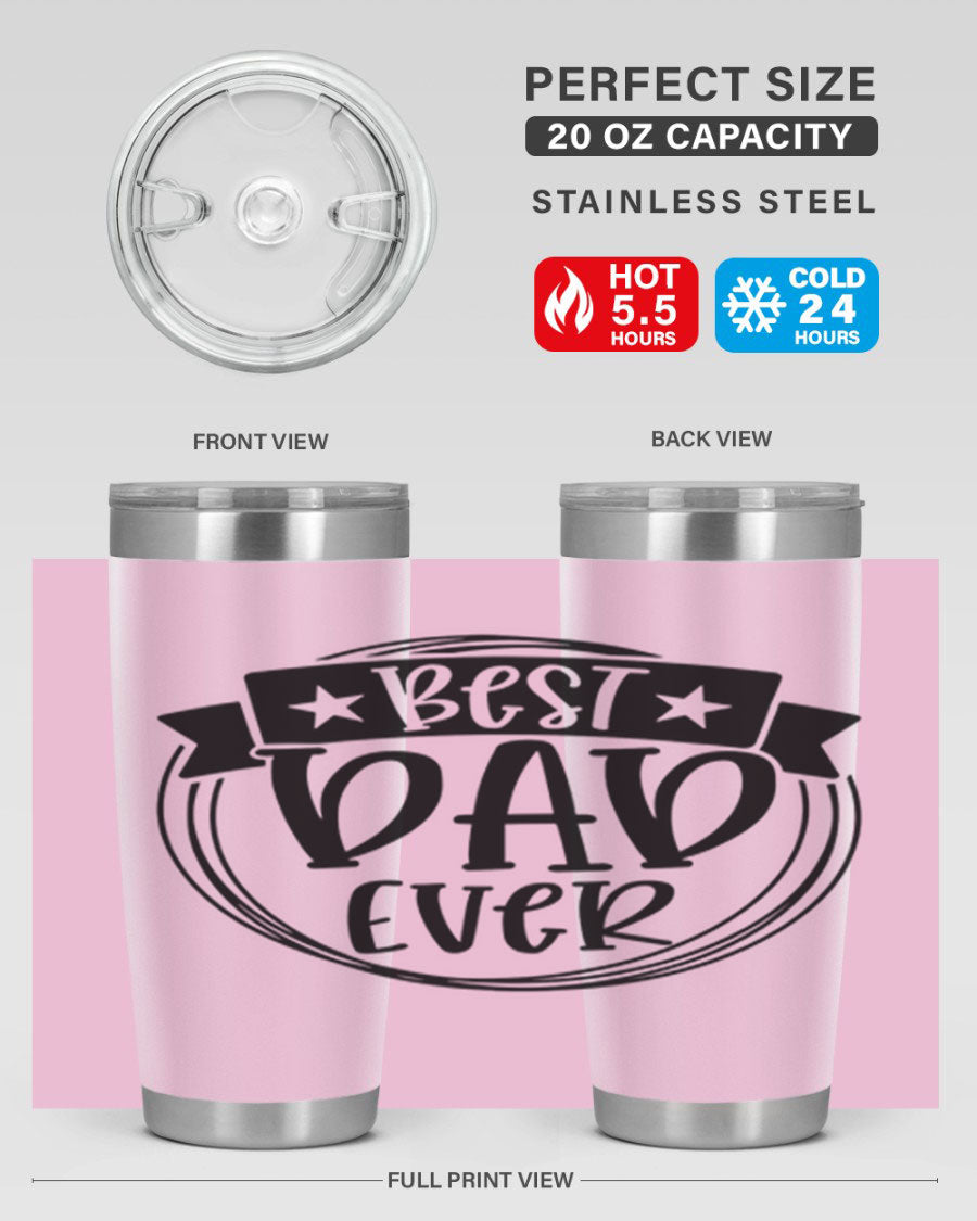 Best Dad Ever 72# Tumbler in stainless steel with a drink-thru lid, perfect for Father's Day gifts.