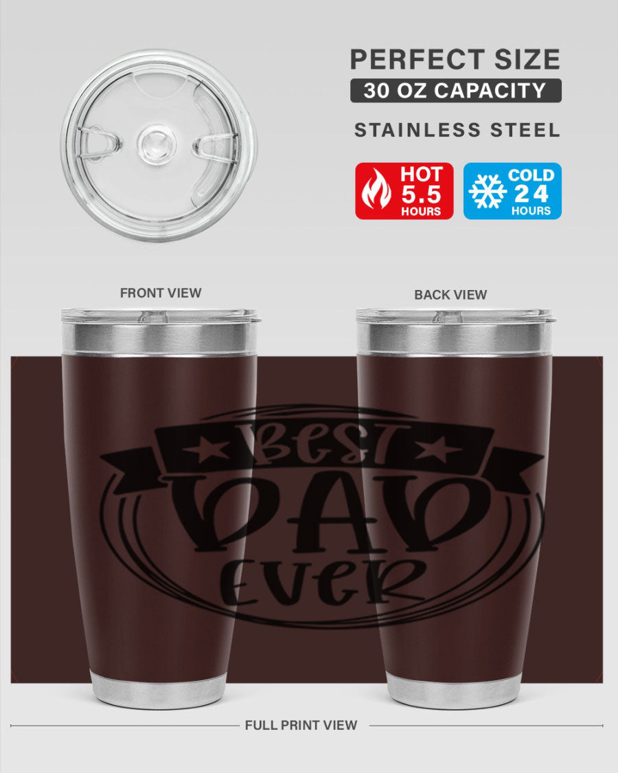Best Dad Ever 72# Tumbler in stainless steel with a drink-thru lid, perfect for Father's Day gifts.
