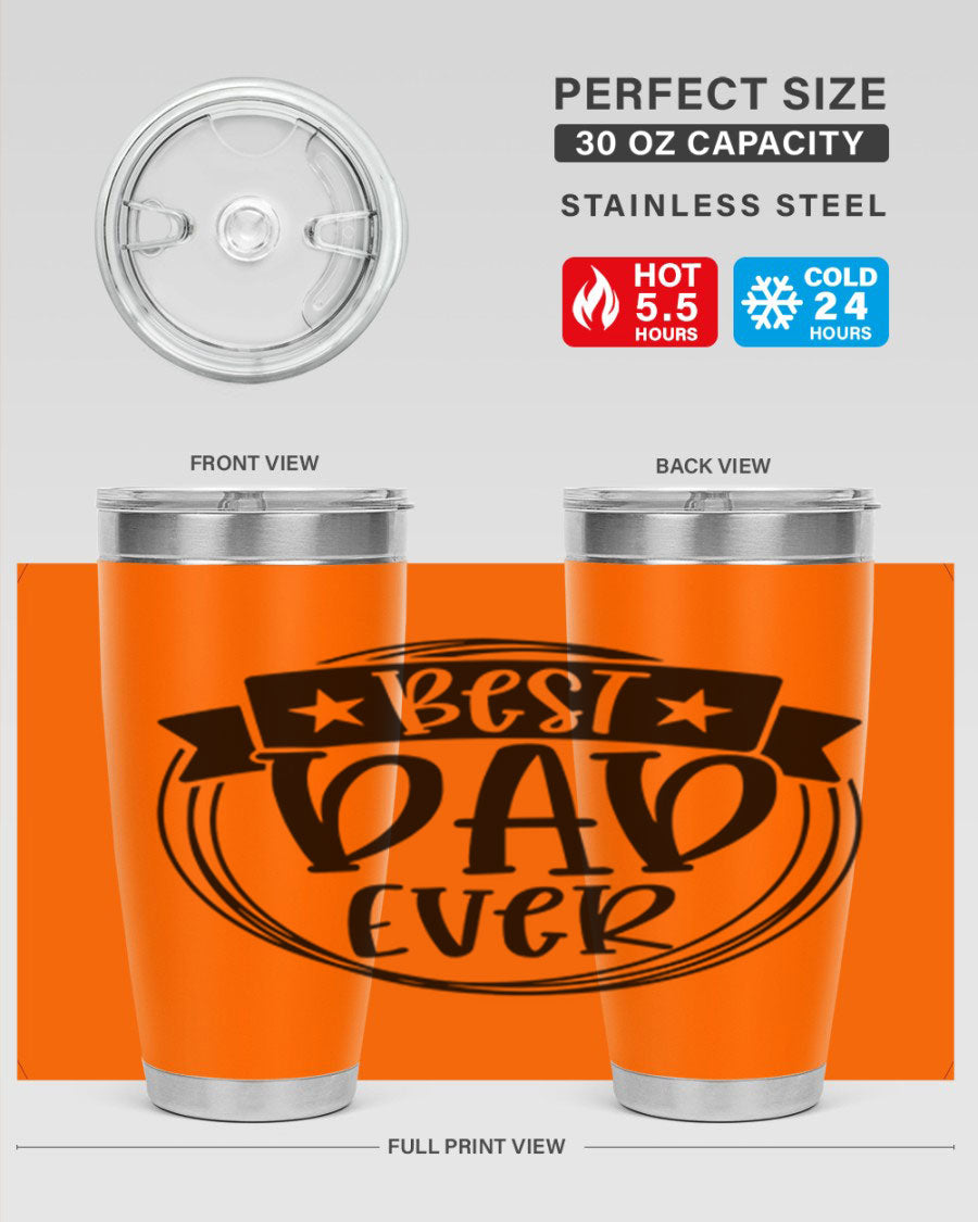 Best Dad Ever 72# Tumbler in stainless steel with a drink-thru lid, perfect for Father's Day gifts.
