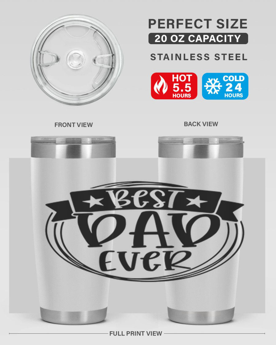 Best Dad Ever 72# Tumbler in stainless steel with a drink-thru lid, perfect for Father's Day gifts.