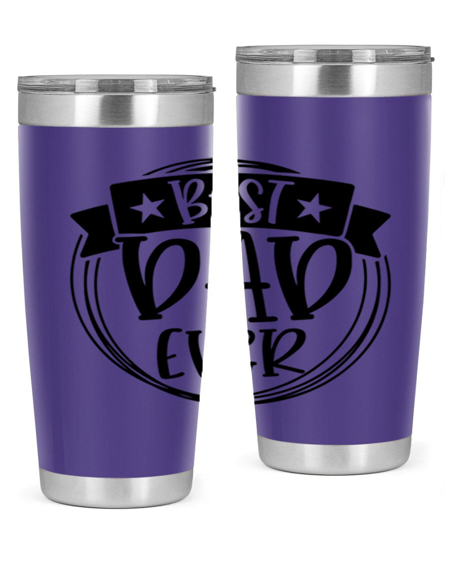 Best Dad Ever 72# Tumbler in stainless steel with a drink-thru lid, perfect for Father's Day gifts.