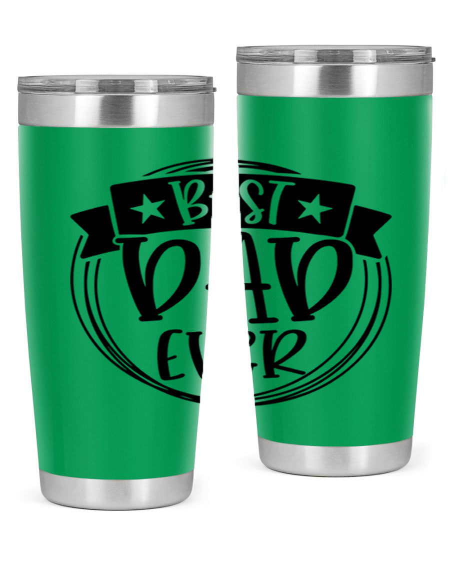 Best Dad Ever 72# Tumbler in stainless steel with a drink-thru lid, perfect for Father's Day gifts.