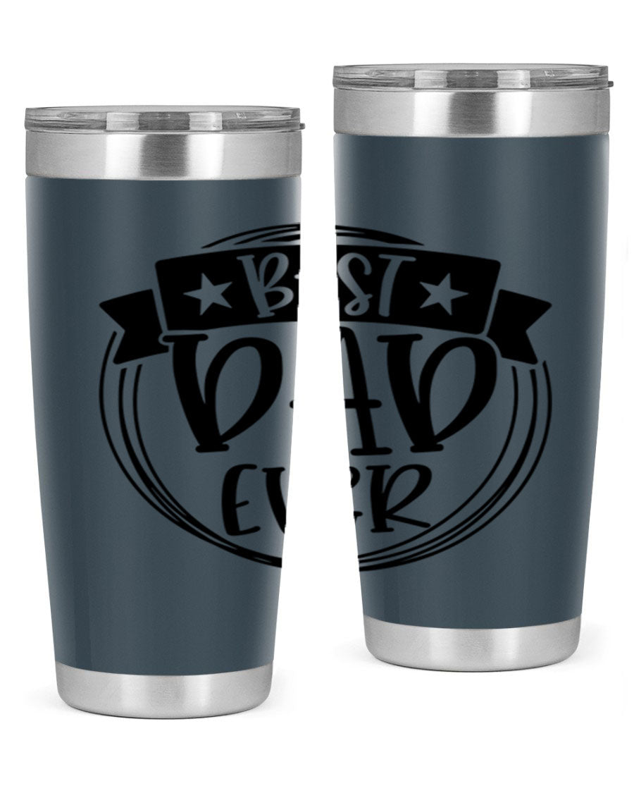 Best Dad Ever 72# Tumbler in stainless steel with a drink-thru lid, perfect for Father's Day gifts.