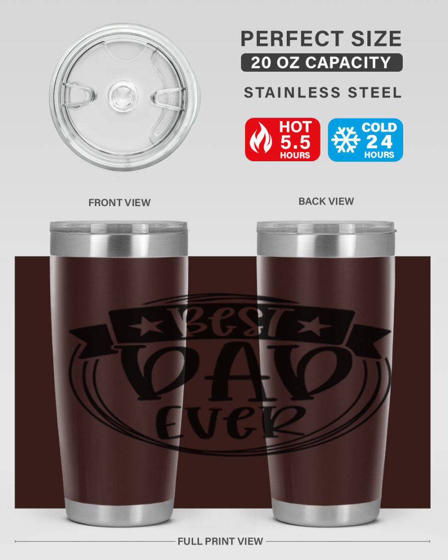 Best Dad Ever 72# Tumbler in stainless steel with a drink-thru lid, perfect for Father's Day gifts.