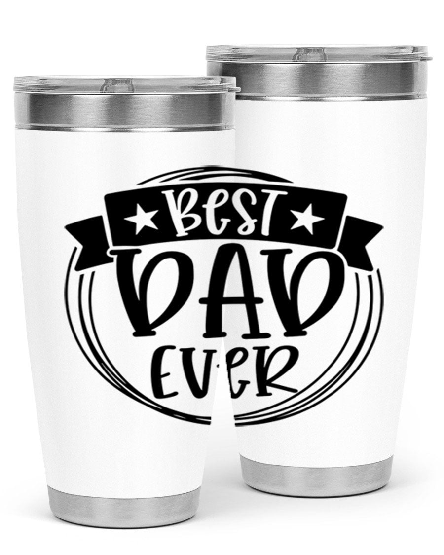Best Dad Ever 72# Tumbler in stainless steel with a drink-thru lid, perfect for Father's Day gifts.