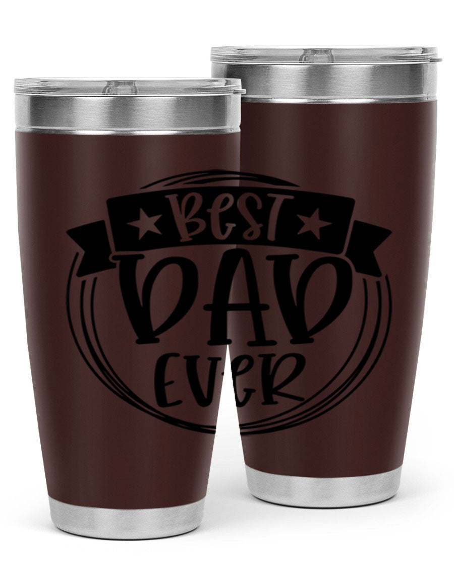 Best Dad Ever 72# Tumbler in stainless steel with a drink-thru lid, perfect for Father's Day gifts.
