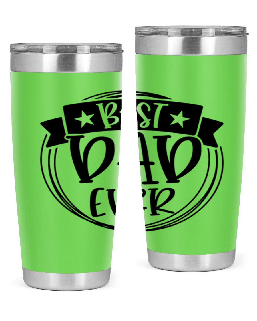 Best Dad Ever 72# Tumbler in stainless steel with a drink-thru lid, perfect for Father's Day gifts.