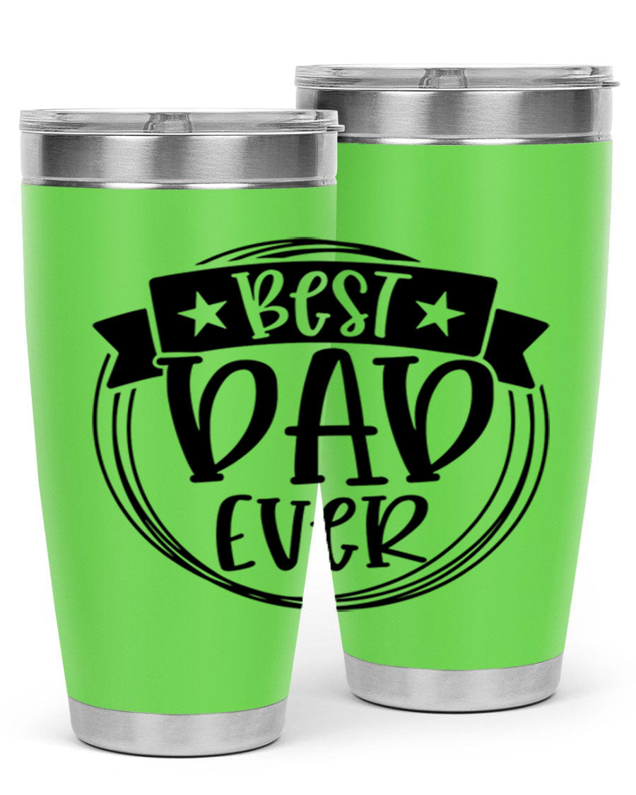 Best Dad Ever 72# Tumbler in stainless steel with a drink-thru lid, perfect for Father's Day gifts.
