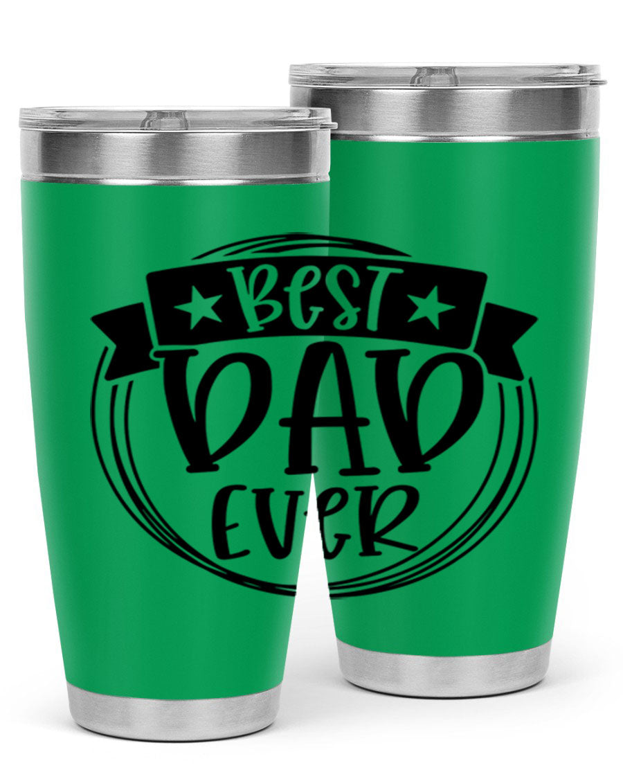 Best Dad Ever 72# Tumbler in stainless steel with a drink-thru lid, perfect for Father's Day gifts.