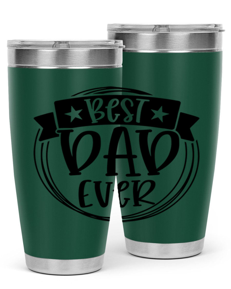 Best Dad Ever 72# Tumbler in stainless steel with a drink-thru lid, perfect for Father's Day gifts.