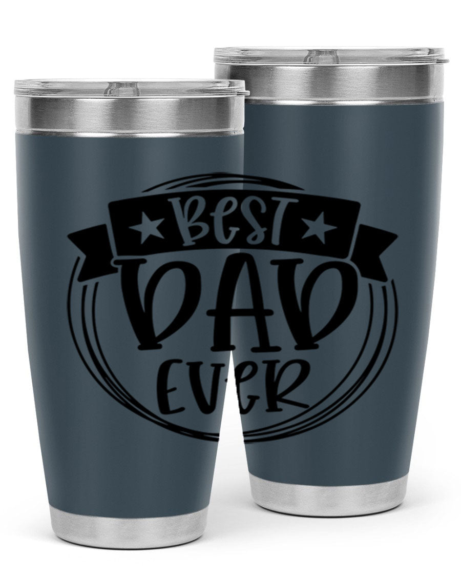 Best Dad Ever 72# Tumbler in stainless steel with a drink-thru lid, perfect for Father's Day gifts.